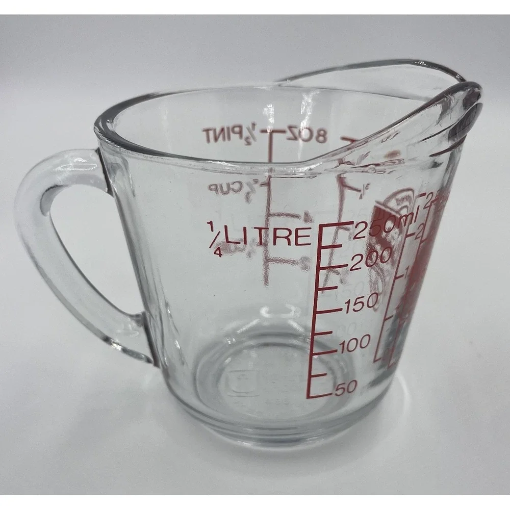 Vintage ANCHOR HOCKING OVEN BASICS- 1 CUP Glass Measuring Cup-#496 EXCELLENT